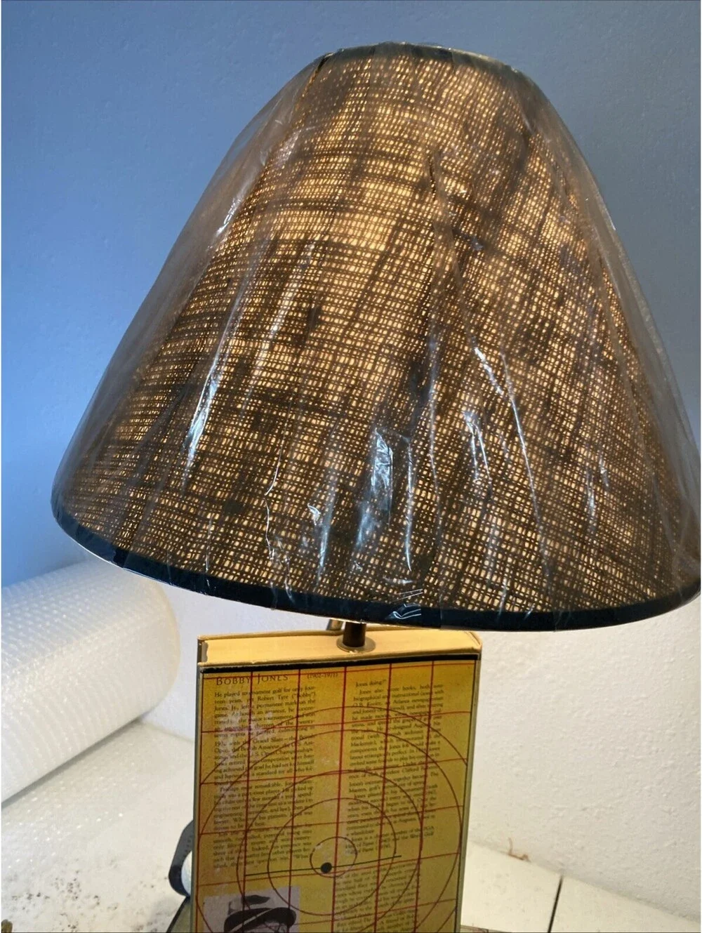 Vintage Bobby Jones Golf Lamp Plastic Still On Lampshade West Palm Beach Rare !!